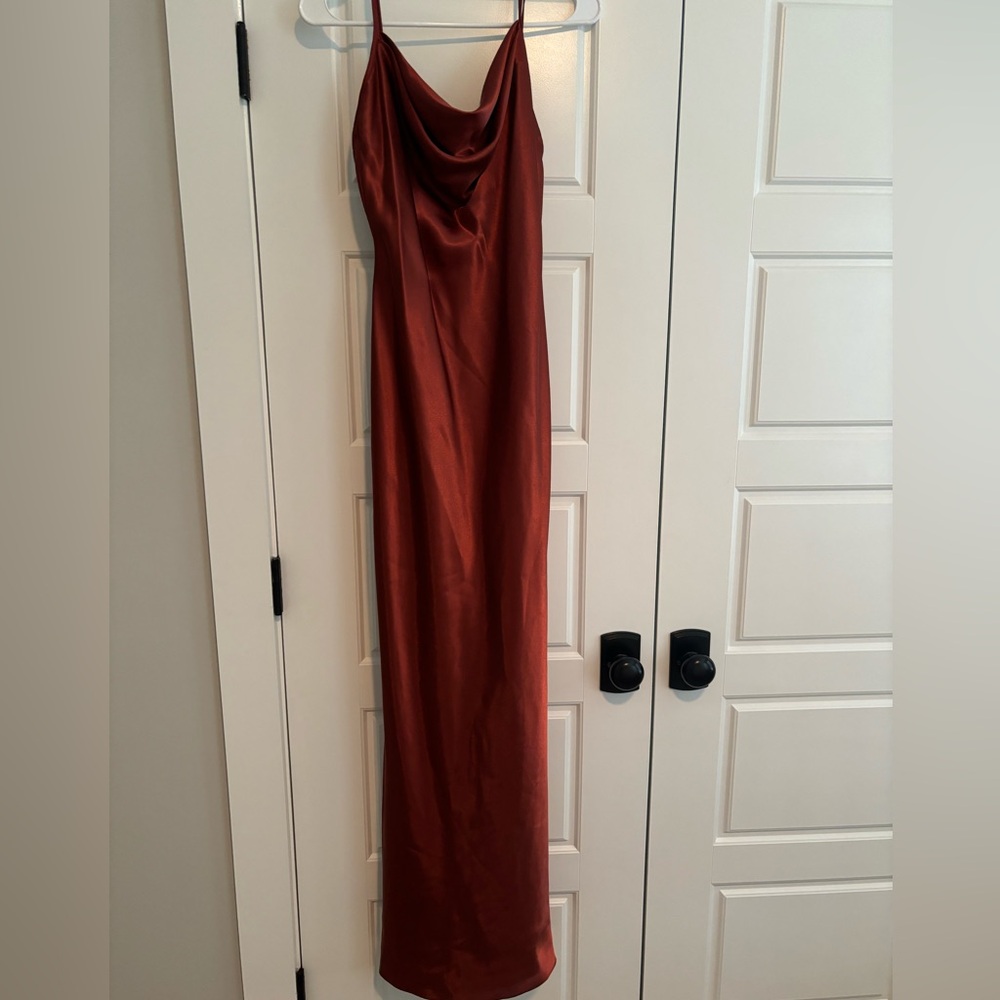 Galina Signature Charmeuse Cowl Neck Cinnamon colored Dress - Sz 6